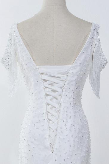 TsClothzone Sparkly Pailletten V-Ausschnitt Cold-Shoulder White Brautkleid White Mermaid Lace Appliques Brautkleider im Angebot_6
