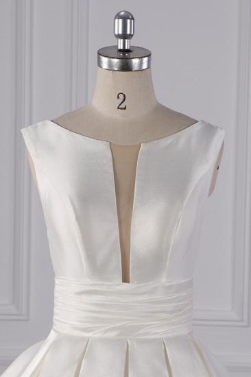 TsClothzone Simple Jewel White Satin Wedding Dress Sleeveless Ruffles Bridal Gowns On Sale_5