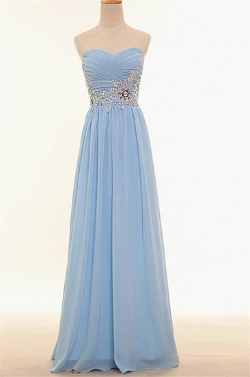 Elegant Light Blue Sweetheart Long Prom Dress New Arrival Ruffles Chiffon Zipper Gowns