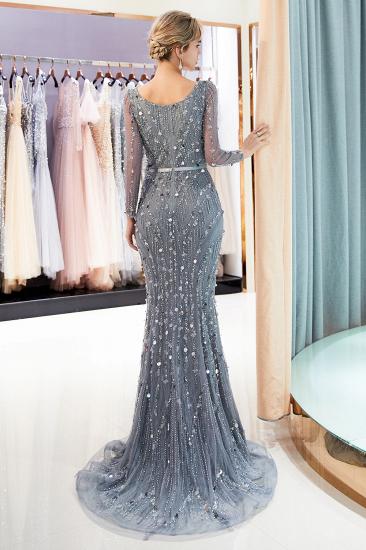 MAVIS | Mermaid Long Sleeves V-neck Sequins Evening Gowns with Sash_3