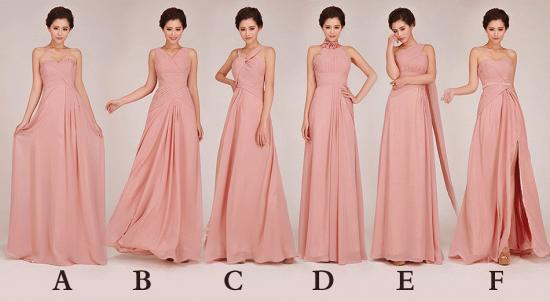 Günstige Convertible Pink Langes Brautjungfernkleid Beliebte Chiffon Side Silt Plus Size Kleider für Hochzeit_4