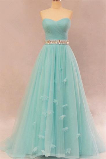 Elegant Sweetheart Ruffles Strapless Evening Dresses 2022 Rhinestone Lace Up Prom Gowns_1