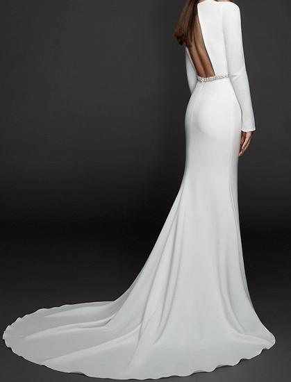 Elegant Backless White Mermaid Evening Dress Floor-Length_1