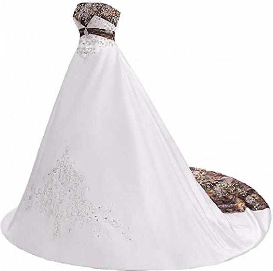 Weißes Ballkleid-Mieder Hochzeitskleid mit Hofschleppe_4