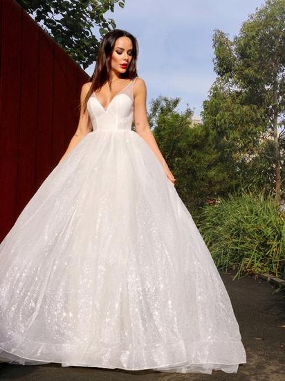Simple White sweetheart pricess floor lenth prom dress_5