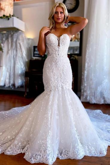 Vintage Sweetheart Lace Mermaid Wedding Dress Bridal Gowns