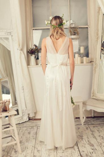 V-Neck Tulle Floor Length 2022 Bridal Gowns Sleeveless Bowknot Floor Length Summer Beach Dresses_3