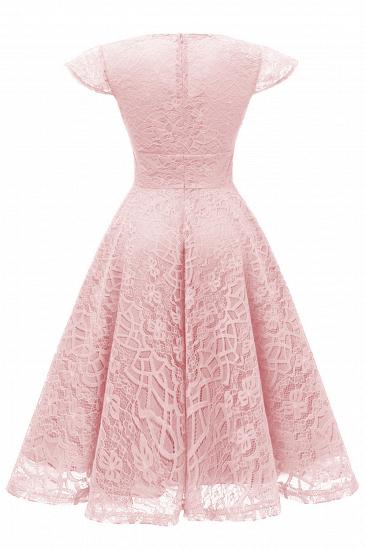 Elegante Spitze Vintage Rockabilly Kleid | Schöne V-Ausschnitt Damen Kleider A-Linie_8