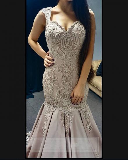 Charming Sleeveless Evening Prom Dress with Floral Appliques_3