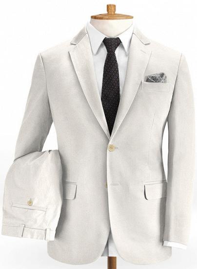 Cotton beige two-piece suit with notched lapel