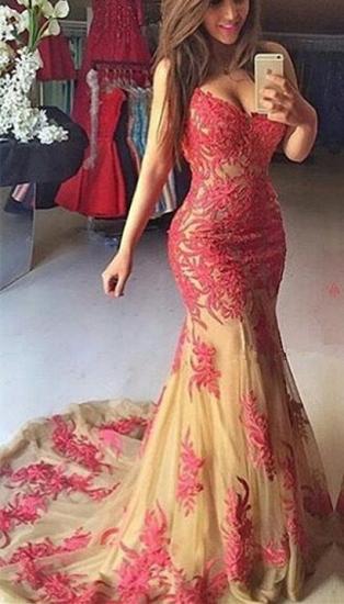 Tulle Sweetheart Elegant Mermaid Appliques Zipper Prom Dress