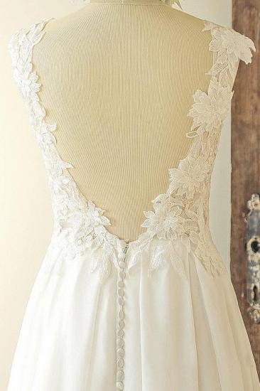 Chic Sleeveless Jewel Appliques Wedding Dress | A-line Chiffon Ruffles Bridal Gowns_4