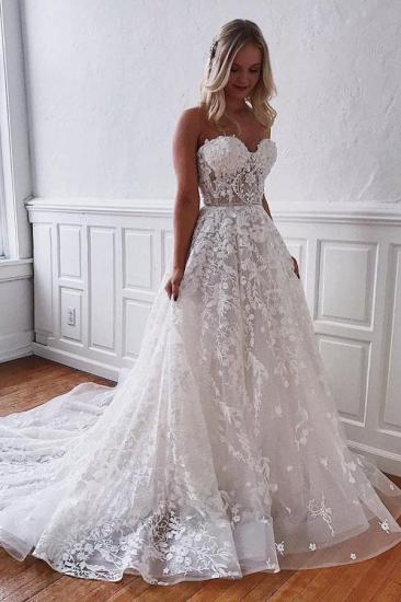 Gorgeous Sweetheart Sleeveless Wedding Dress with Tulle Floral  Appliques