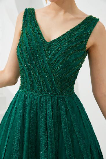 Harriet | Glänzendes Smaragdgrün Sexy Abendkleid mit V-Ausschnitt und Princess-Linie und tiefem Rücken und Falten_14