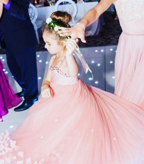 Lovely Pink Spaghetti Straps Flower Girl Dresses | Crystal Tulle Puffy Girls Pageant Dresses 2022_1