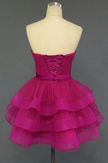 Sweetheart Crystal Fuchsia Mini 2022 Cocktail Dresses Tiered Lace-up Short Homecoming Gowns_3