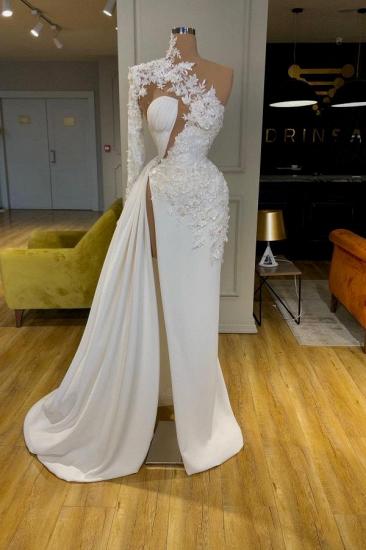 Elegant evening dresses long white | Lace prom dresses_1