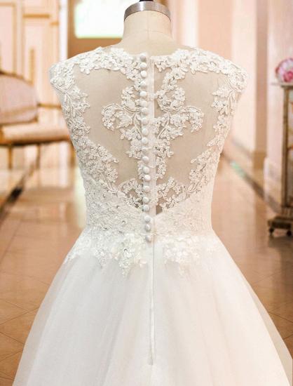 Gorgeous Sleeveless Tulle A-Line Ruffles Wedding Dresses With Lace_5