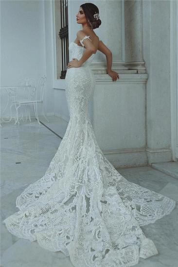 Mermaid Lace Wedding Dress | Sexy Court Train Sweetheart Bridal Gowns with Sleeve Decorations_4
