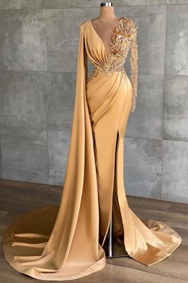 Long sleeves V-necl Mermaid Long Evening Dress with Shawl