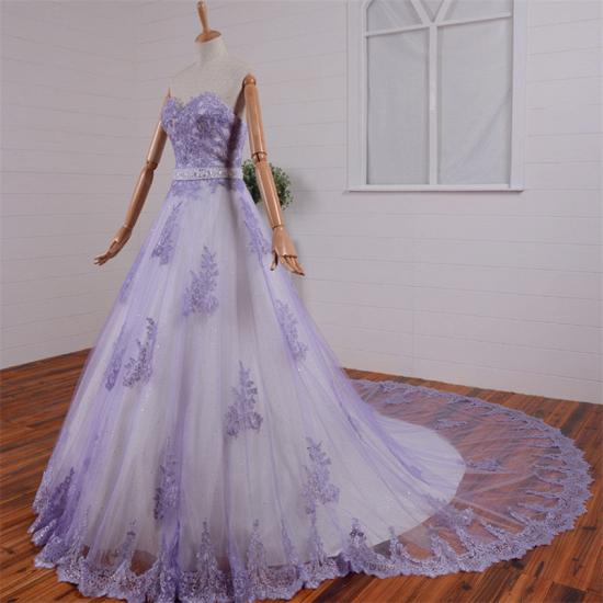 New Arrival Sweetheart Lace Applique Wedding Dress Latest Crystal Custom Made Bridal Gowns_3