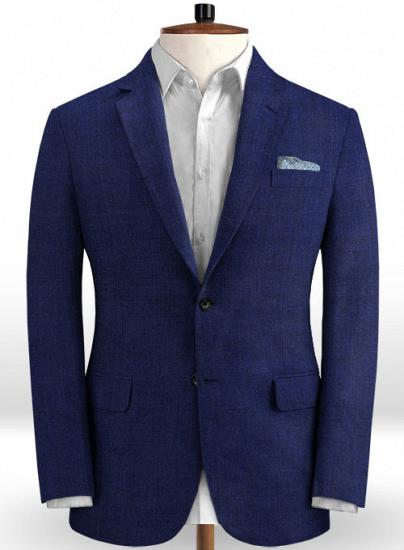 Blauer Leinenanzug Anzug mit gekerbtem Revers | zweiteiliger Anzug_2
