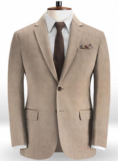 Italian corduroy beige notched lapel suit | two-piece suit_2