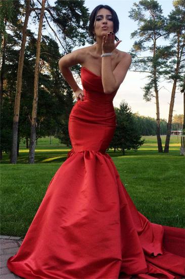 Sexy Mermaid 2022 Red Evening Dresses Sweetheart Satin Prom Dress_1