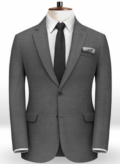 Grauer Anzug aus Twill-Wolle mit fallendem Revers | Zweiteiliger Anzug_2
