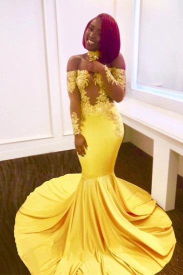 Off-the-shoulder yellow prom dress, mermaid long evening gowns_3
