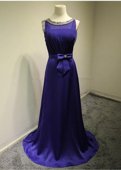 Purple OPen Back Beading Elegant 2022 Evening Dresses Sweep Train Bowknot Zipper Long Prom Party Dresses_1