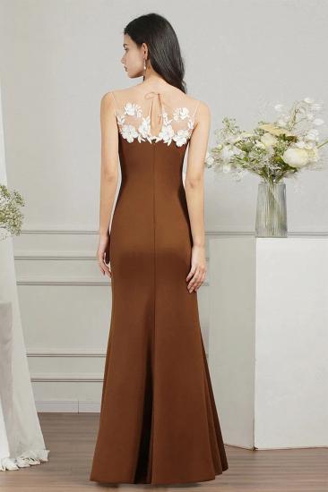 Braunes Abendkleid im Meerjungfrau-Stil mit geschlitzter Vorderseite aus Spitze_2
