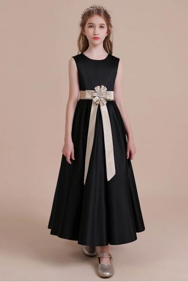 Cute A-line Satin Flower Girl Dress |Cute Sleeveless Little Girls Dress for Wedding_4