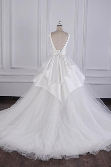 TsClothzone Chic Ball Gown Jewel Layers Tulle Wedding Dress White Sleeveless Ruffles Bridal Gowns Online_4