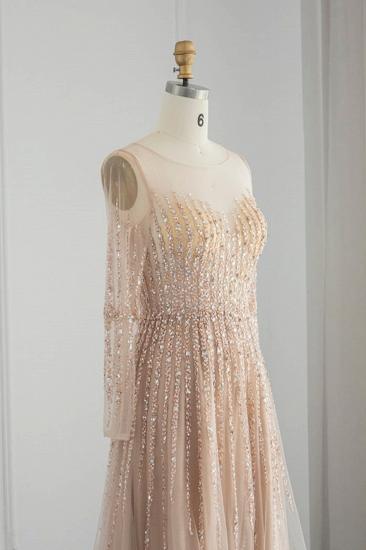 Erstaunliches Juwel-Pailletten-Abendkleid mit langen Ärmeln und Tüll-Aline-Abendkleid_9