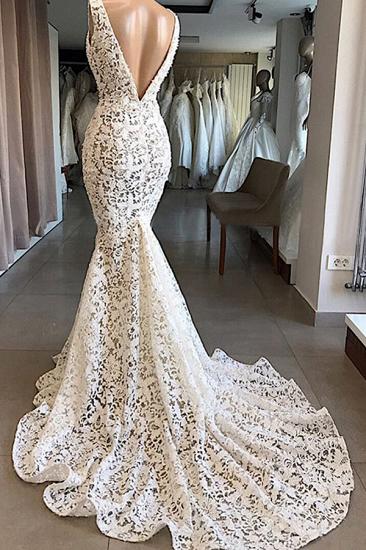 Luxury Plunging V-neck Mermaid Lace Wedding Dresses | Romantic Bridal Gowns for Garden Wedding_3