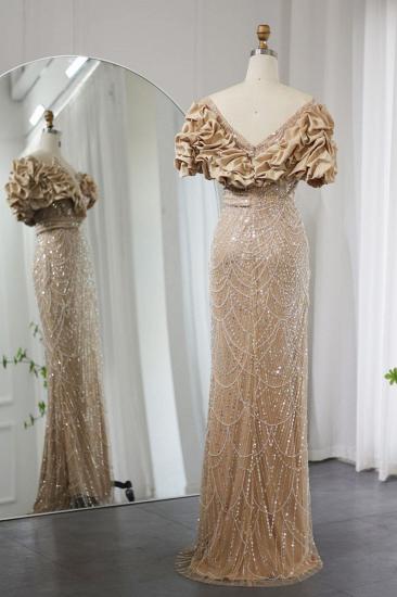 Luxury Dubai Off-the-Shoulder Mermaid Sage Evening Dresses Side Slit Glitter Beading Party Dress_5