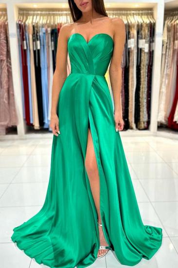 Grünes Abendkleid einfarbig | Lange Ballkleider billig_5