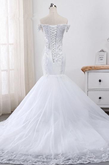 TsClothzone Glamorous Off-the-Shoulder Short Sleeves Wedding Dress Sweetheart Mermaid Tulle Appliques Beadings Bridal Gowns On Sale_3