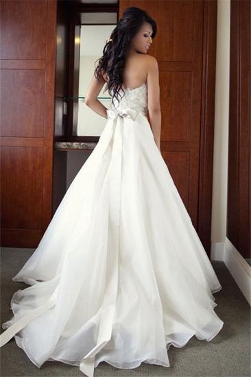 Sweetheart A-Line 2022 Wedding Dress with Flowers Pure White Bridal Gown_1