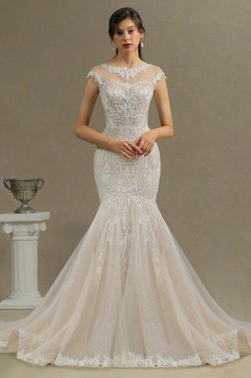 Charming Mermaid Wedding Gown Lace Appliques Cap Sleeve Garden Wedding Dress