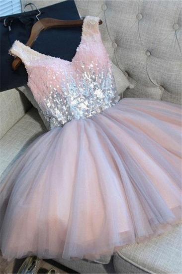 Delicate Sequined Pink Homecoming Dress |  Straps Short Hoco Dresses