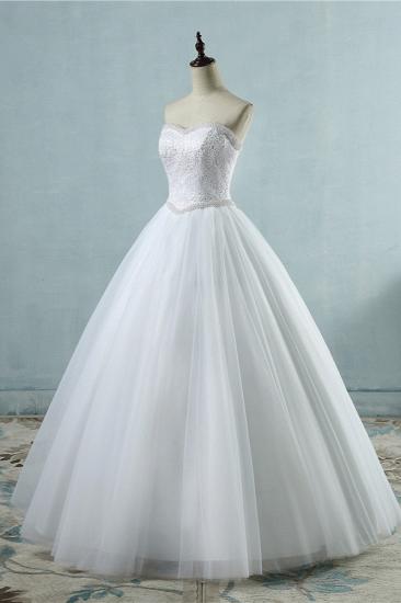 TsClothzone Affordable Strapless Tulle Lace Wedding Dresses Sweetheart Sleeveless Bridal Gowns with Pearls Online_4