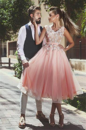 Elegant A-line V-Neck Prom Dresses 2022 3D-Flowers Sleeveless Evening Dresses_1