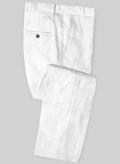 Anzug aus weißem Baumwoll-Leinen mit fallendem Revers_3
