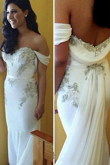 White Off-the-shoulder Prom Dresses 2022 Sexy Sheath Sweetheart Evening Gown_1
