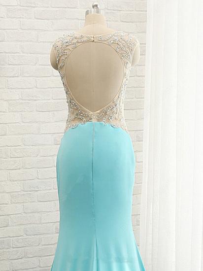 Goregeous Blue Crystal Summer Prom Dresses Mermaid Long Open Back Evening Gowns_4