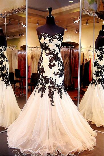 Sexy Mermaid Black Lace Evening Dresses Organza Sweetheart 2022 Prom Gowns_1