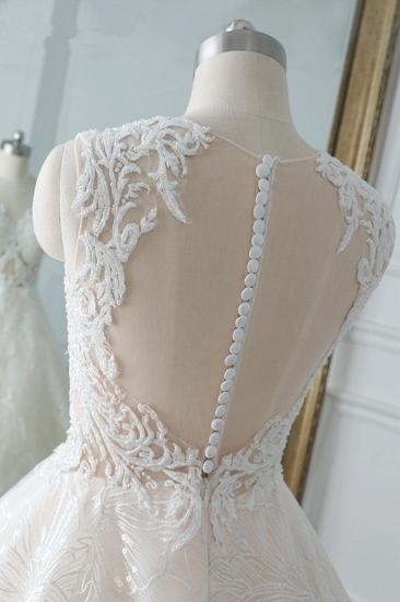 TsClothzone Elegant Jewel White Tüll Lace Brautkleid Ärmellose Applikationen A-Linie Brautkleider Online_7