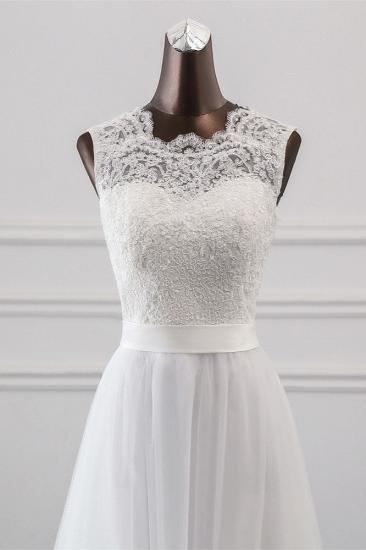 TsClothzone Elegant Tullace Jewel Ärmellose Weiße Brautkleider mit Applikationen Online_5